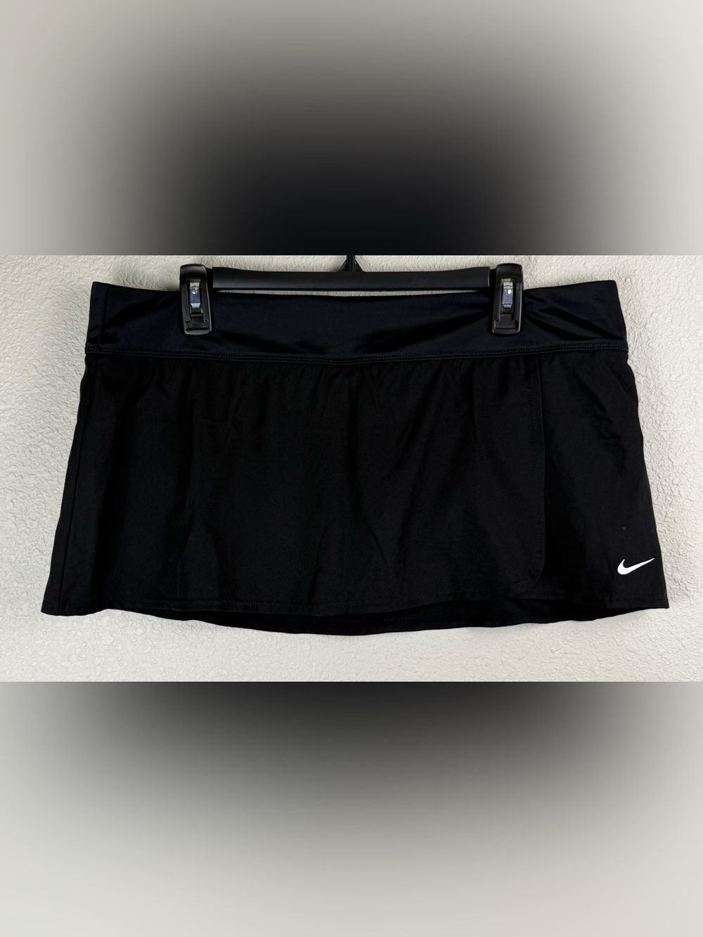 Nike Swim Skirt Skort Womens XL Black Built In Brief Zip Pocket Swim Bottom